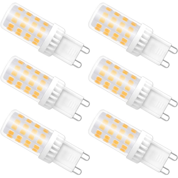 Dimbar G9 LED-pære, 4W tilsvarende 40W halogen, 480 LM, varm hvit 3000K, standard G9-sokkel, 360° rotasjonsvinkel, 6-pakning