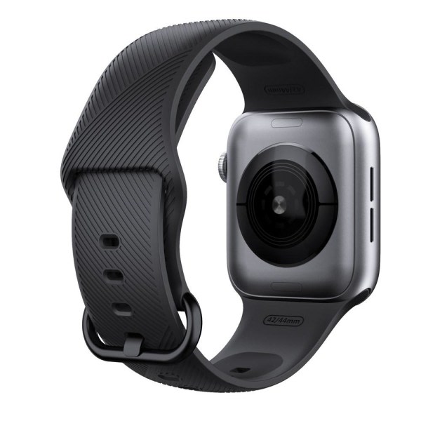 Silikoniranneke Twill Texture Apple Watch 42/44/45/49 mm musta