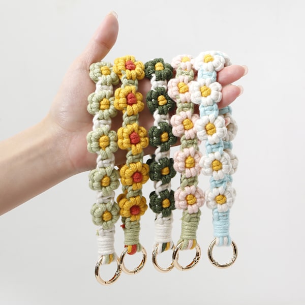 Bohemisk blomma handgjord daisy nyckelring växt krysantemum vårring flätat armband nyckelring Style 6