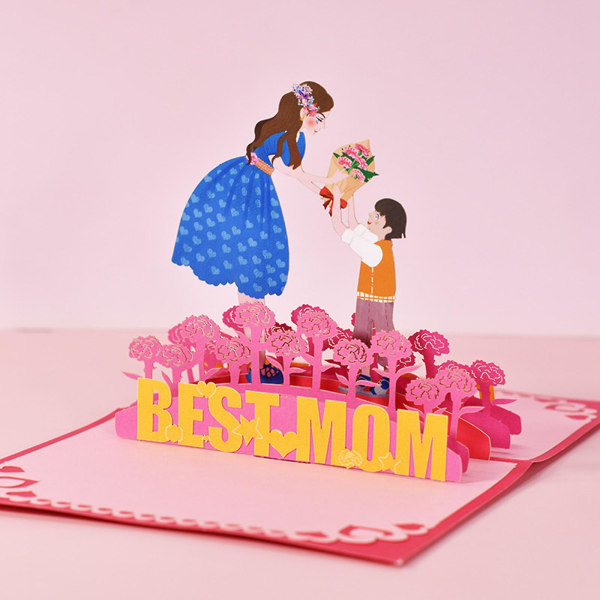 3d för pop up-kort Mors dag gratulationskort med kuvert för bästa mamma present kvinnor födelsedag