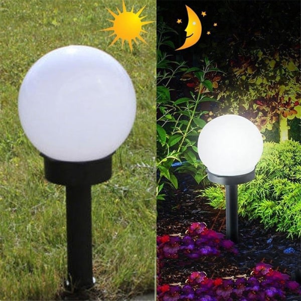 2 valaisevan aurinkopallon setti valkoisella LEDillä ∅10cm