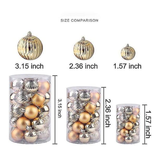 60 mm/2,36 tum Shatter Clear Ball Ornaments Rative Xmas Baubles Set (34 Count, Sølv)