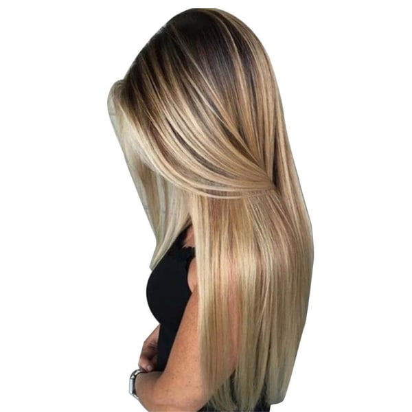 Kvinnor lång rak peruk med hår Net Blont syntetiskt hår peruker