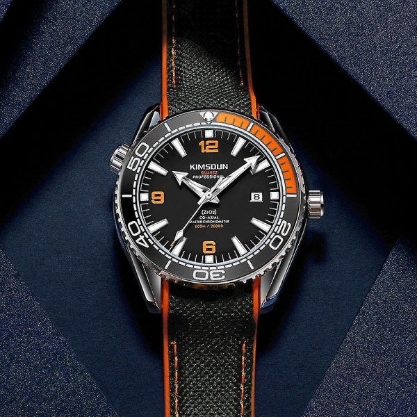 Automatisk mekanisk ur i rustfrit stål Nh35 urværk, safirglas, nylon, mærke Elegant Watch