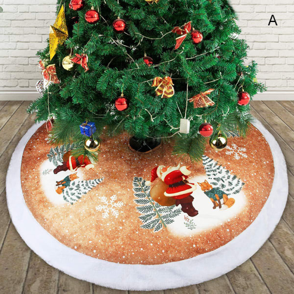 Dragsko i tyg julgranskjol med jultomtens snöflingamønster Julgransbottendekor festtillbehör Typ A