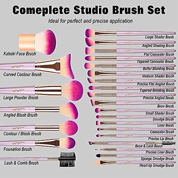 Makeup Brush Set Professional, Heytea 26st Face Contour Brush Set Rosa Komplett Vegan Brush Kit Full Face Makeup Borstar Mjuka Gör ganska söt ros