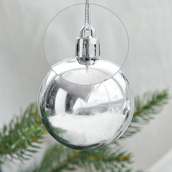 Julgranskulor sæt til julgran, splittersikre dekorationer til semester, fest, - Sølv. (4 cm (6 stykker)*2)