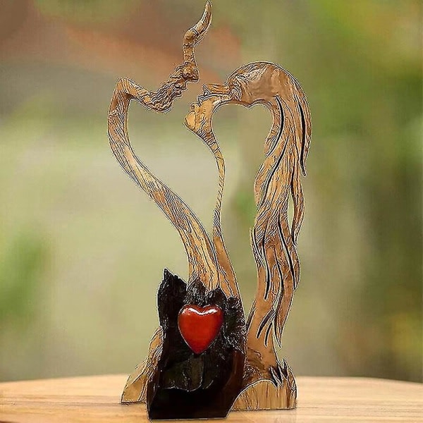 Rakkaus Eternal Love Pariskunta Puinen Patsas Ornamentti Puinen Rakastaja Kissing Craft