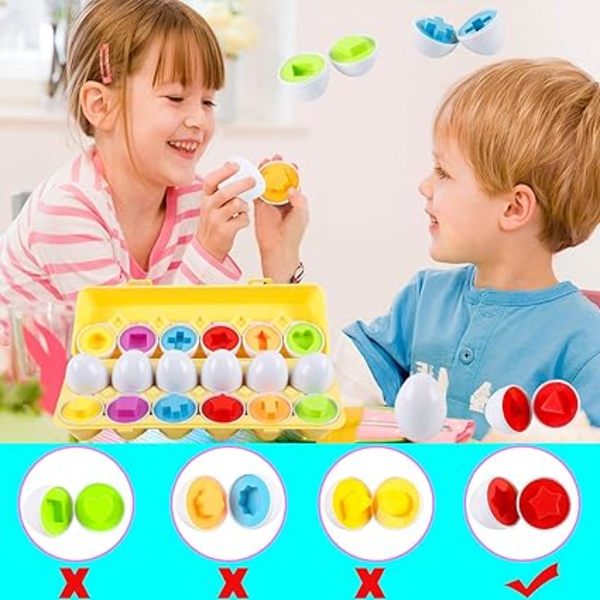 Montessori Leke med Plast Egg i Ulike Former og Farger