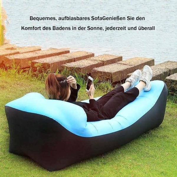 bärbar uppblåsbar soffa, vattentät halkfri lättvikt utan luftpump