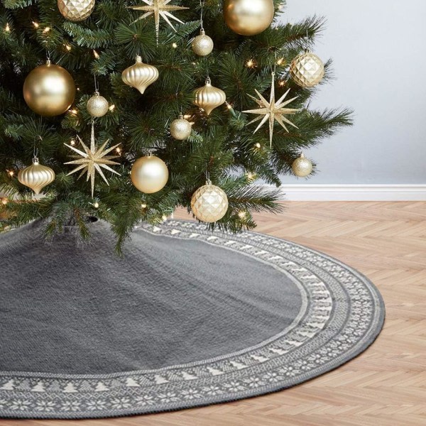 Jupe Sapin de Noël, 90 cm Jupe d'arbre Tricotée de Noël avec