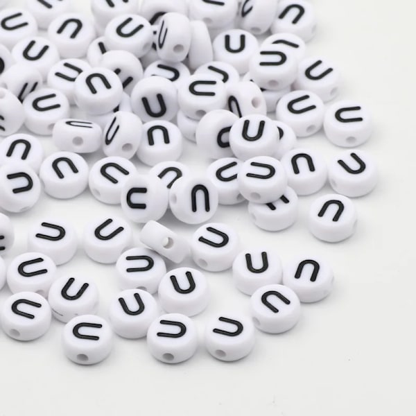 7x4mm Akryl Alfabet Bogstav Perler til DIY Smykkefremstilling 50/100/200 stk.[YD] U