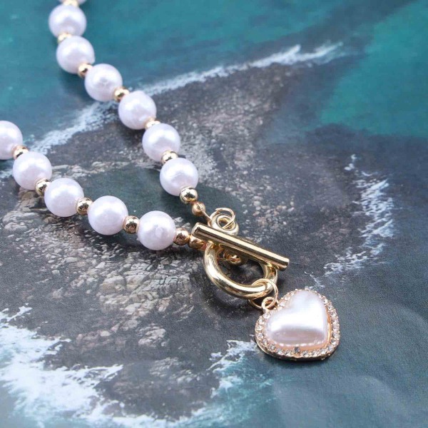 Vintage Pearl Choker halskjede gull sirkel hjerte halskjede