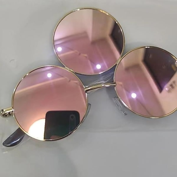 Nya Third Eye Runda Solglasögon Dam/män Reflekterande Spegelsvarta Holiday Solglasögon Tre linser Glasögon Uv400 pink