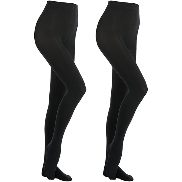 2 Pairs Black Tights Women's Thermal Warm Fleece Opaque Tights