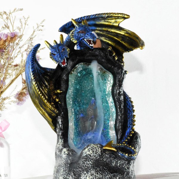Hartsi Suitsukepoltin Double Head Dragon Crafts Takaisin Suitsukepoltin LED Värikäs Kristallilamppu Suitsukepoltin kotiin
