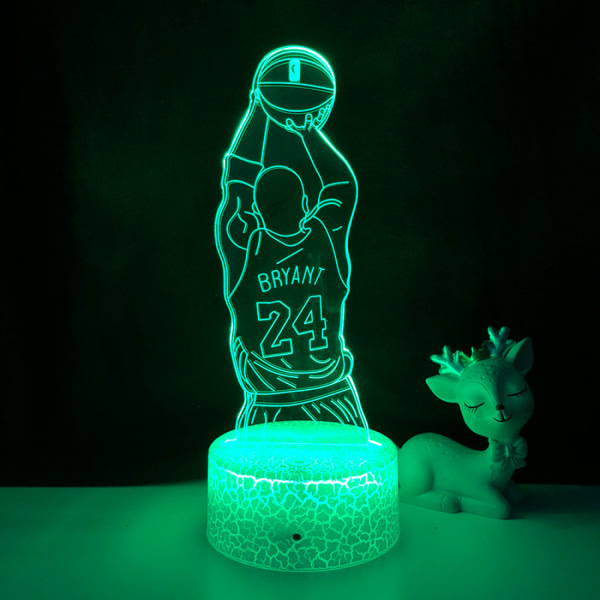 JUSTUP Basketballspiller Natlys 3D Illusion LED-lampe med fjernbetjening Bedste fødselsdag for sportselskere --- A3（Crack Seat）