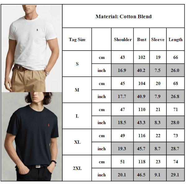 PoloRalphLauren T-shirt Herr Bomull Kortärmad Rundhals Pullover Tee Toppar Vit White L