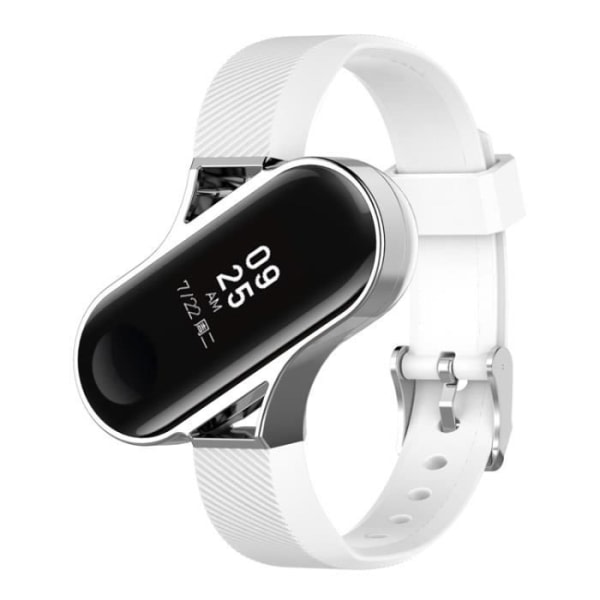 (Hvid) Armbåndsarmbånd med holder i rustfrit stål til Xiaomi Mi Band 3 Smart Tracker