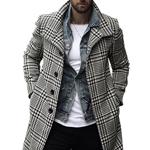 Kappa Herr Lång Herr Varm Ullrock Vinterjacka Vinterjacka Vinter Casual Business Slim Fit Jacka Tjock Vindtät Varm Kappa Houndstooth Print