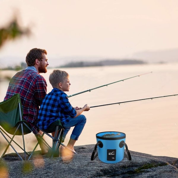 Sammenklappelig vandspand 12L udendørs bærbar spand Multifunktionel sammenklappelig vask til ferie, have, udendørs, fiskeri og camping