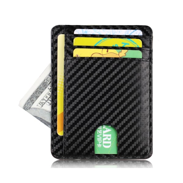 Super tynd RFID-pung - 7 kortpladser + pengeseddelrum Sort black one size
