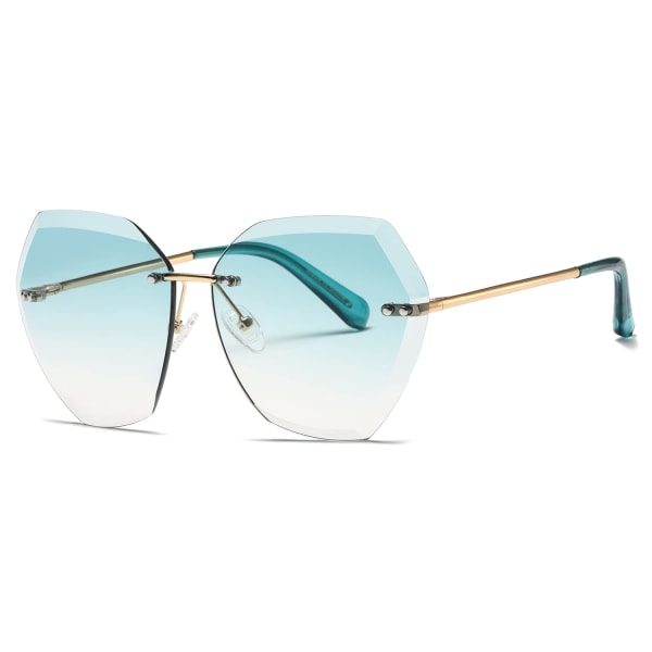 Solglasögon för kvinnor Oversized båglös diamantskärande lins solglasögon AE0534