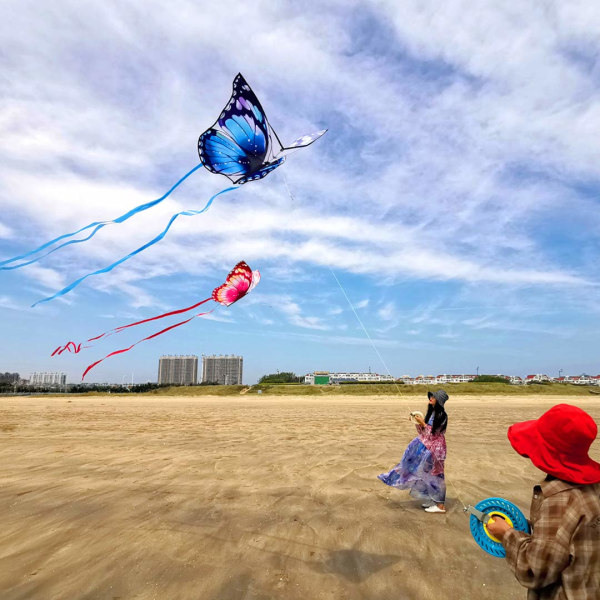 Fjärilsdrake för barn och vuxna Lätt att flyga, stor enkellinjedrake för stranden
