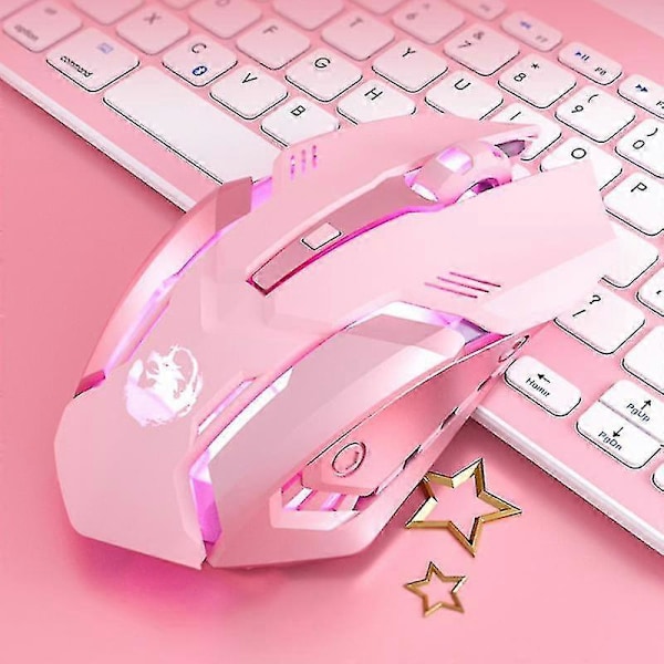 1 stk Bluetooth Trådløs Mus Søt Rosa Stille Spill Ladbar Mus [DB]
