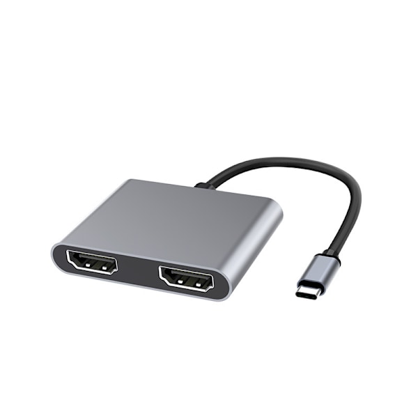 USB-C til Dual HDMI 4k MST-adapter, Bærbar USB C HDMI-hub, Type C til HDMI 4K-konverter, til Macbook Pro, Macbook Air, iPad Pro og mere, Kompatibel