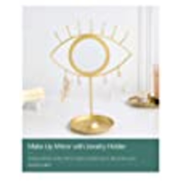 Makeup skrivebordsspejl Øjenformet bordspejl med smykkeholder til kommode vaskebord Boligindretning til stue soveværelse Apar