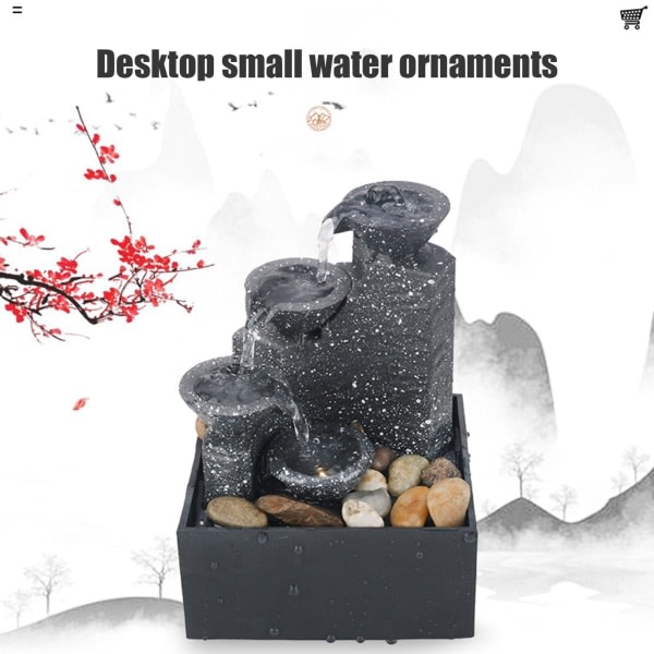 Vattenfontän rinnande vand prydnad kreativt vandfall skrivebordshantværk for hemmet kontor dekoration A