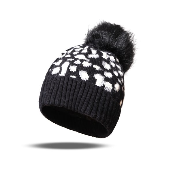 Syksyllä ja talvella neulottu hattu yksinkertainen sata settiä päähattu musta