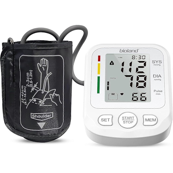 Stor manchet automatisk digital blodtryksmåler til overarmen med LED-display, detektion af uregelmæssig hjerterytme og hypertension [YD]
