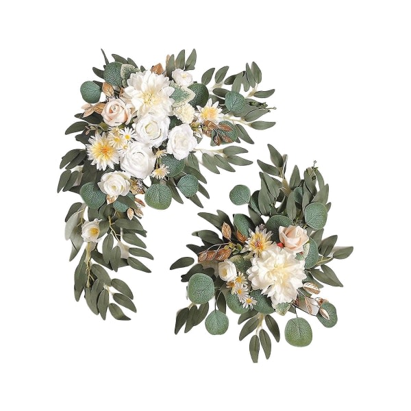 Kunstige Bryllupsbue Blomster Swag Kit - 2 stk. Blomsterarrangementer til Ceremoni og Reception Baggrund Champagne