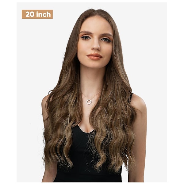 Halo Hårförlängningar Osynlig Tråd Vågigt Lockigt Långt Syntetiskt Hår För Kvinnor Justerbart Huvudband - Perfekt 12H24 12H24 12H24 20 inch