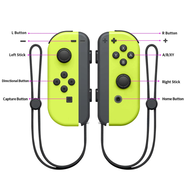 Trådlös handkontroll Joy-Con (L/R) par för Nintendo Switch / OLED / Lit Neon Yellow