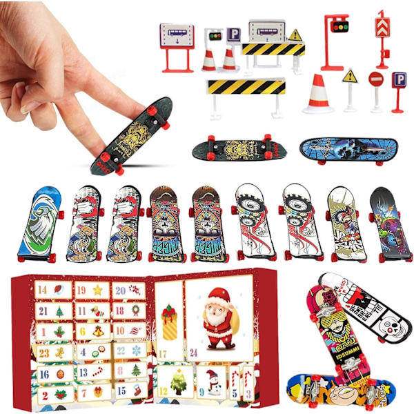 Sormilauta Sormenpäät Adventtikalenteri 2024, Joulu Laskenta Sormi Skeittilauta Cool Lelu Kit Mini Skeittilaudat, Sormi Skeittilaudat Adventtikalenteri