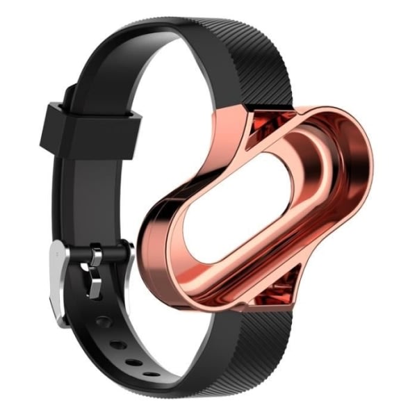 (Pink) Armbåndsarmbånd med holder i rustfrit stål til Xiaomi Mi Band 3 Smart Tracker