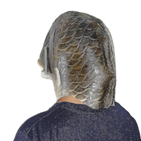 Svart Fiskmask Latex Djurhuvudmask Grå Fisk Kostymhuvudbonad Maskeradfest Vuxen -hg