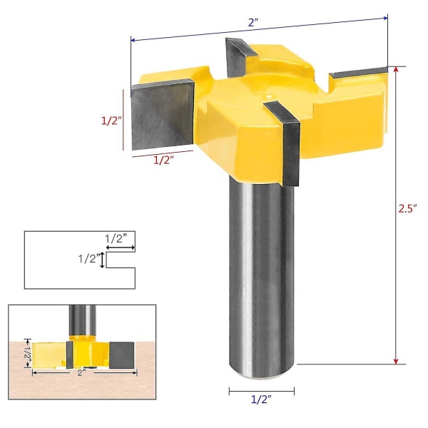 Standard Spoilboard Overfræser - Flatbed Flatbeder Cutter - 1/2" skaft