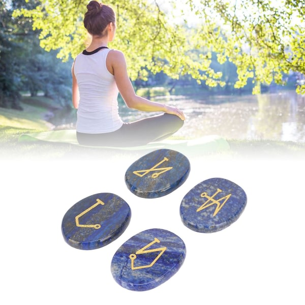 Graverade palmstenar polerade runda bärbara fickbalanserande stenar for Reiki Healing Meditation (Lapis Lazuli)