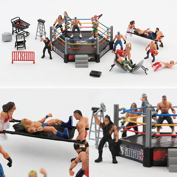 Fornnerg 1 sæt Wrestling Playset Realistisk DIY Mini Wrestling Action Figur Play Set