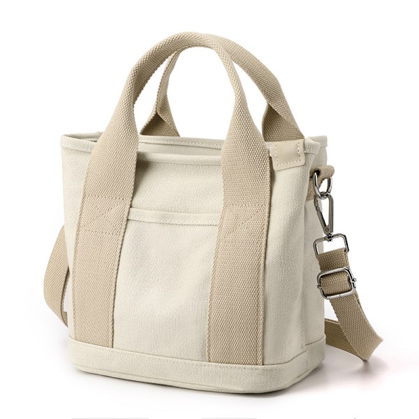Canvas Tote Taske med Lommer til Kvinder, Skuldertaske, Stor Kapacitet Skuldertaske med Justerbar Rem, til Shopping, Arbejde, Rejse, Khaki Caqui S