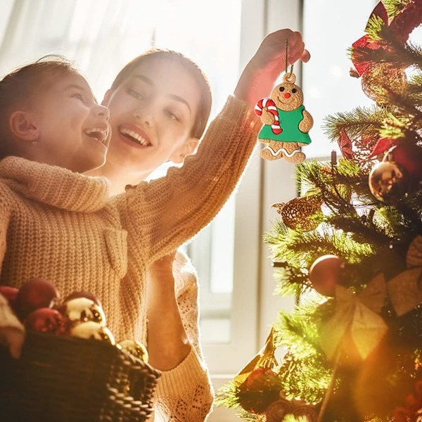 10 stj pepparkaksgubbe prydnader i olika stilar, pepparkakshus julgranhänge