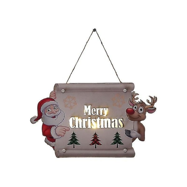 Lys op træskylt, dekorativt lys God jul ytterdörrsdekorationer | Attraktiv bondgård hängande træskylt for indendørs udendørs (1s