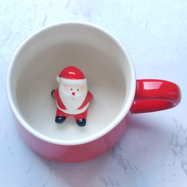3D Julenissen kaffekrus, søt håndlaget keramisk te Cu
