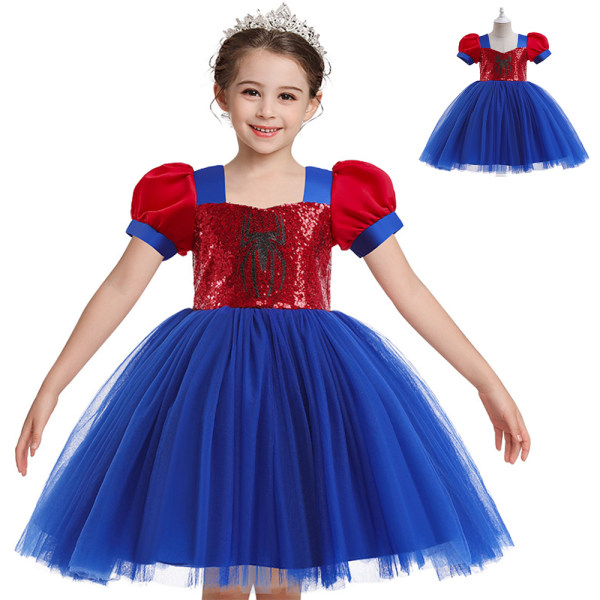 Flickor Spiderman Princess Kostym Klänning Party Fancy Bubble Kjol 130cm