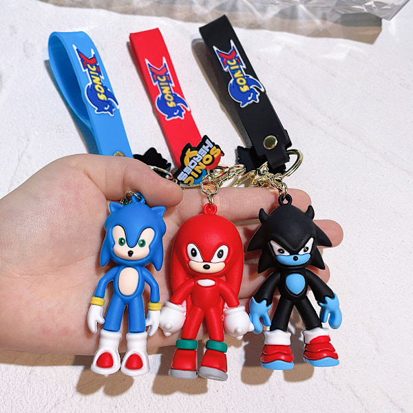 Sonic nøkkelring 3D-figur for menn og kvinner - søt lommebok, ryggsekk, veske og bilhengsdekorasjon Grey