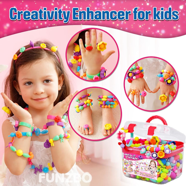 500+ Snap Beads för barn Smyckestillverkning - Flickors pysselleksaker, DIY Armbandsset, Kreativ present till flickor 3+[YD]